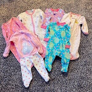 Baby Girl 0-3 Month Pajama Sleepers Set